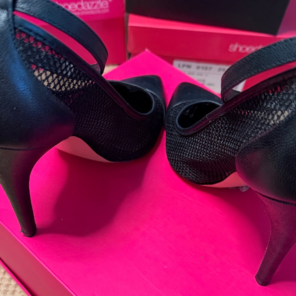 Bcbgeneration Black Pointed-Toe Ankle-Strap Mesh … - image 7